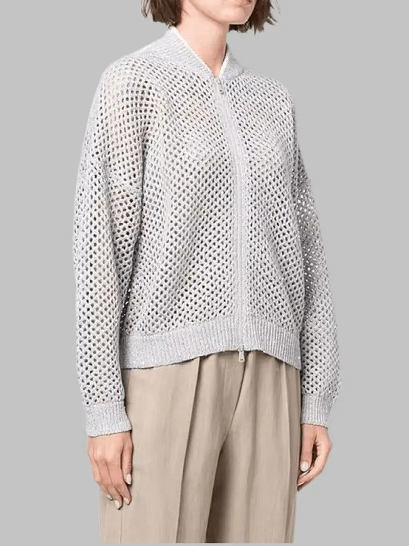 Женский трикотажный топ с длинным рукавом и круглым вырезом |