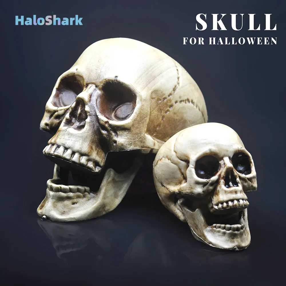

Skull Decor Prop Skeleton Head Plastic 1:1 Model Halloween Style Haunted House Party Home Decoration Game Supplies High Quality
