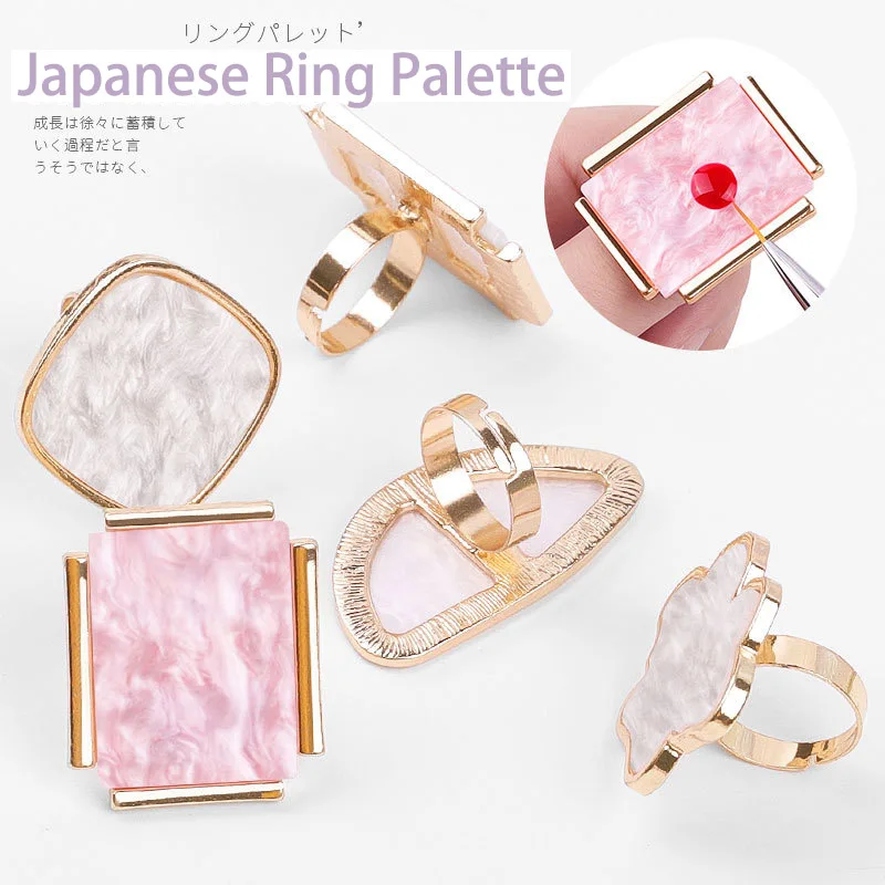 

Nail Art Ring Palette Japanese White Imitation Shell Palette Painted Nail Coloring Tool Nail Accessories Tools 12styles