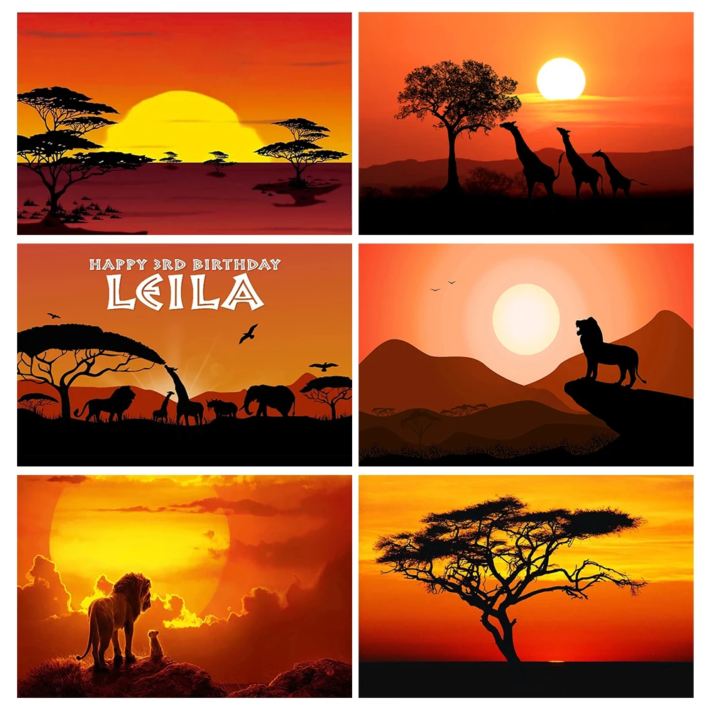 

Africa Sunset View Grassland Kids Children Photography Studio Backgrounds Professional Indoor Photo Backdrops Birthday Banner