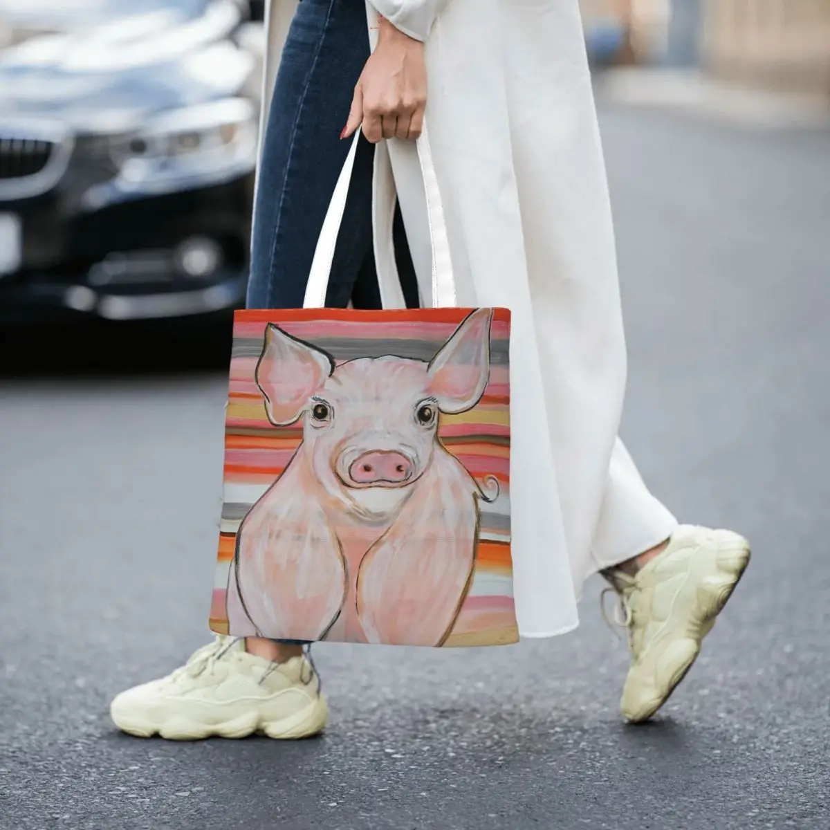 Pig Totes Canvas Handbag Women Canvas Shopping Bag