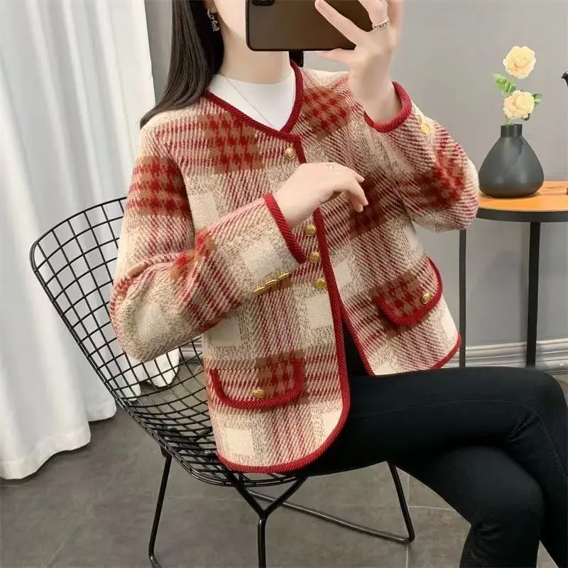 Женское модное маленькое грубое шерстяное пальто в ароматном стиле