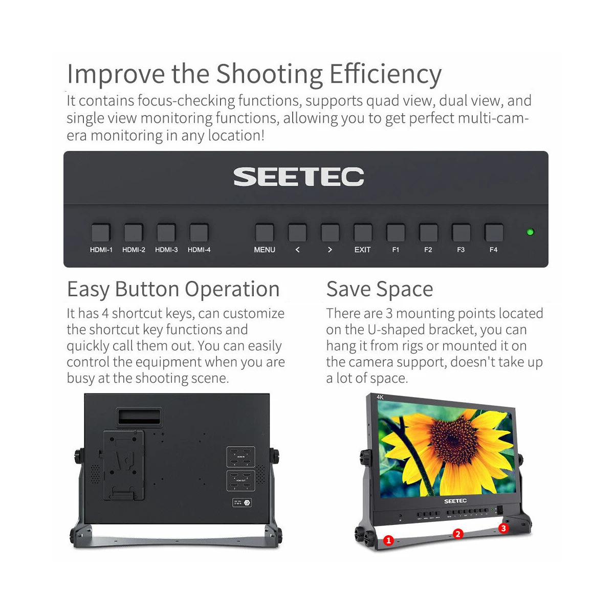 SEETEC ATEM156 15 6-дюймовый дисплей контроллера прямой трансляции с 4 входами HDMI и выход