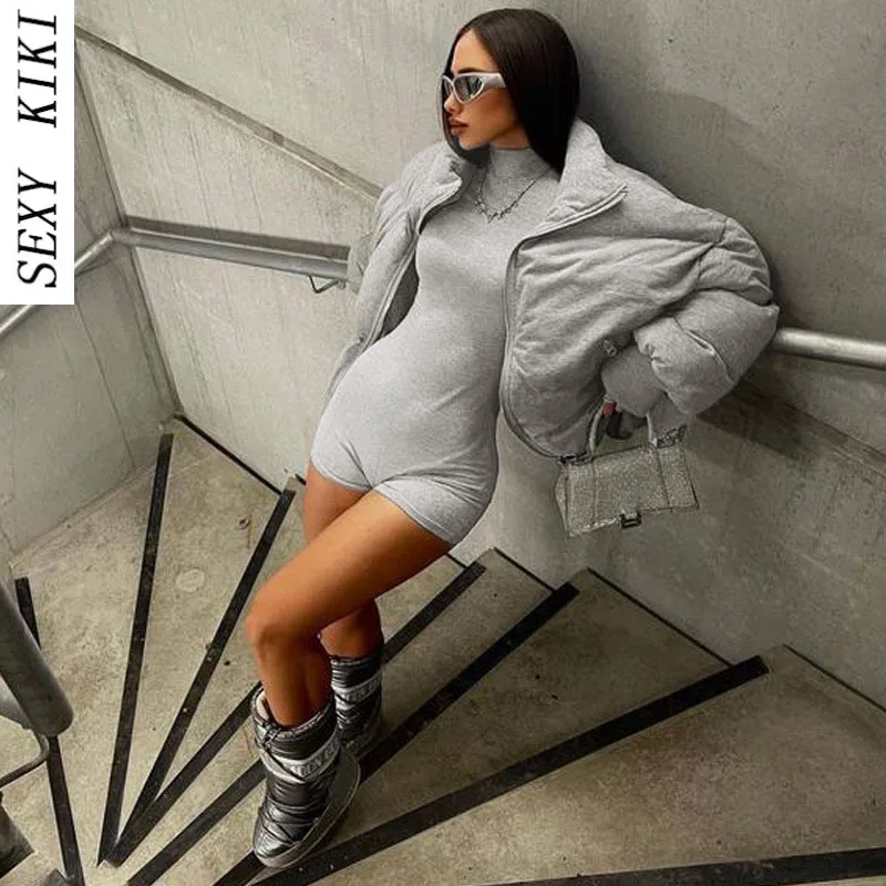 2022 autumn and winter new sexy solid color bottoming high-necked long-sleeved tight-fitting sports fitness fashion jumpsuit