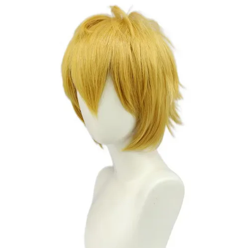 Золотисто-желтый светло-оранжевый золотой парик для косплея Denji аниме человек с