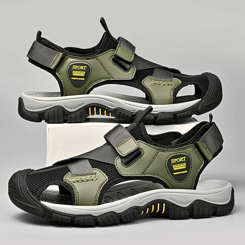 Мужские летние сандалии новые модные мужские уличные из натуральной кожи