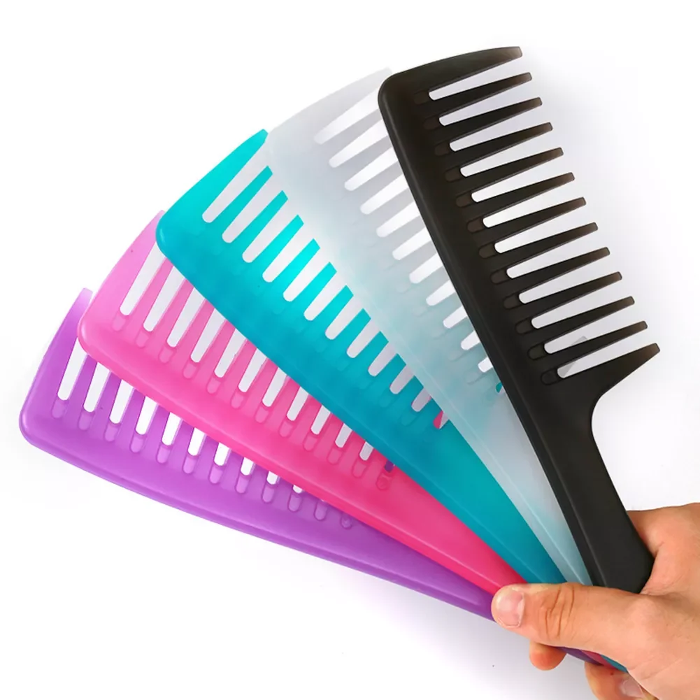 

Large Wide Tooth Comb Hairdressing Comb Women Hanging Hole Handle Grip Curly Hair Hairbrush Beauty Hair Combs
