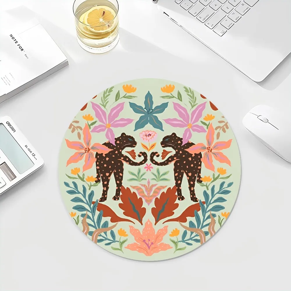 Коврик для мыши с изображением тигра джунглей INS Tide круглый коврик клавиатуры