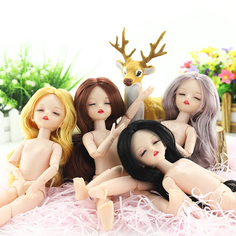 Кукла шарнирная 28 см с белой кожей голая изменяющая макияж 22 подвижная закрытыми