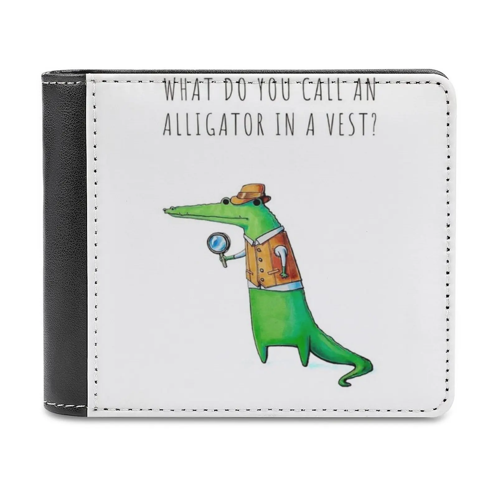

What Do You Call An Alligator In A Vest  V2 Leather Wallet Men's Wallet Purse Money Clips What Do You Call An Alligator In A
