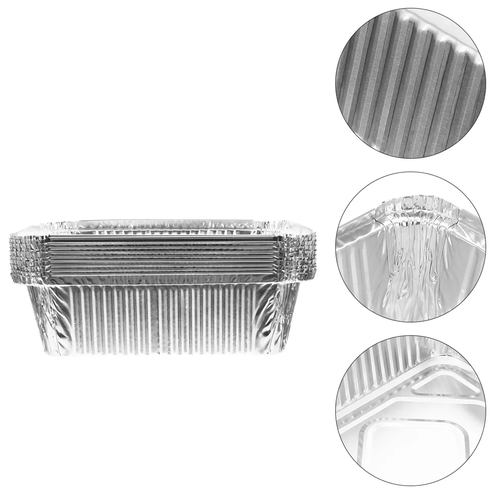 

50pcs Disposable BBQ Pans Practical Takeaway Packing Boxes Foil Pans (Silver)