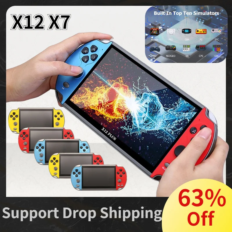 

X12 7.1inch Pro Retro Handheld Video Game Console IPS Screen Built-in 10000+Classic Games Portable Game Players X7 4.3 Inch Best