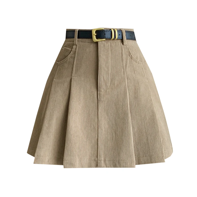 Плиссированная короткая юбка для женщин сезон осень-зима 2024 Вельветовая