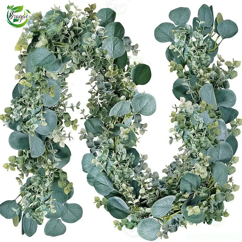 

Artificial Eucalyptus Leaves Vines Eucalyptus Garland 6' Long Faux Silk Rattan for Wedding Backdrop Arch Home Room Garden Decor