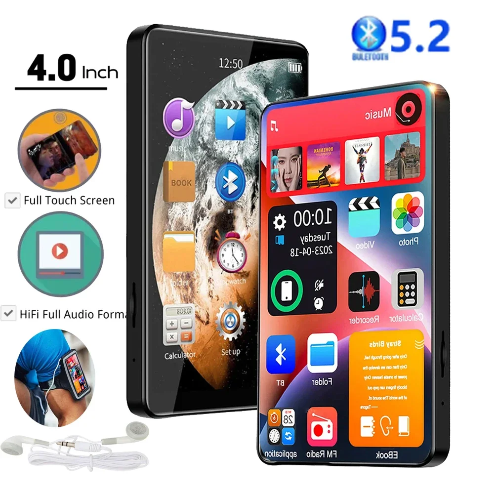Mp3-плеер с 4-дюймовым сенсорным экраном и поддержкой Bluetooth 5.2