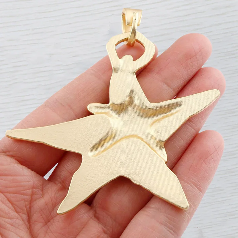 Матовое золото в стиле бохо большие двойные кованые подвески виде морской звезды