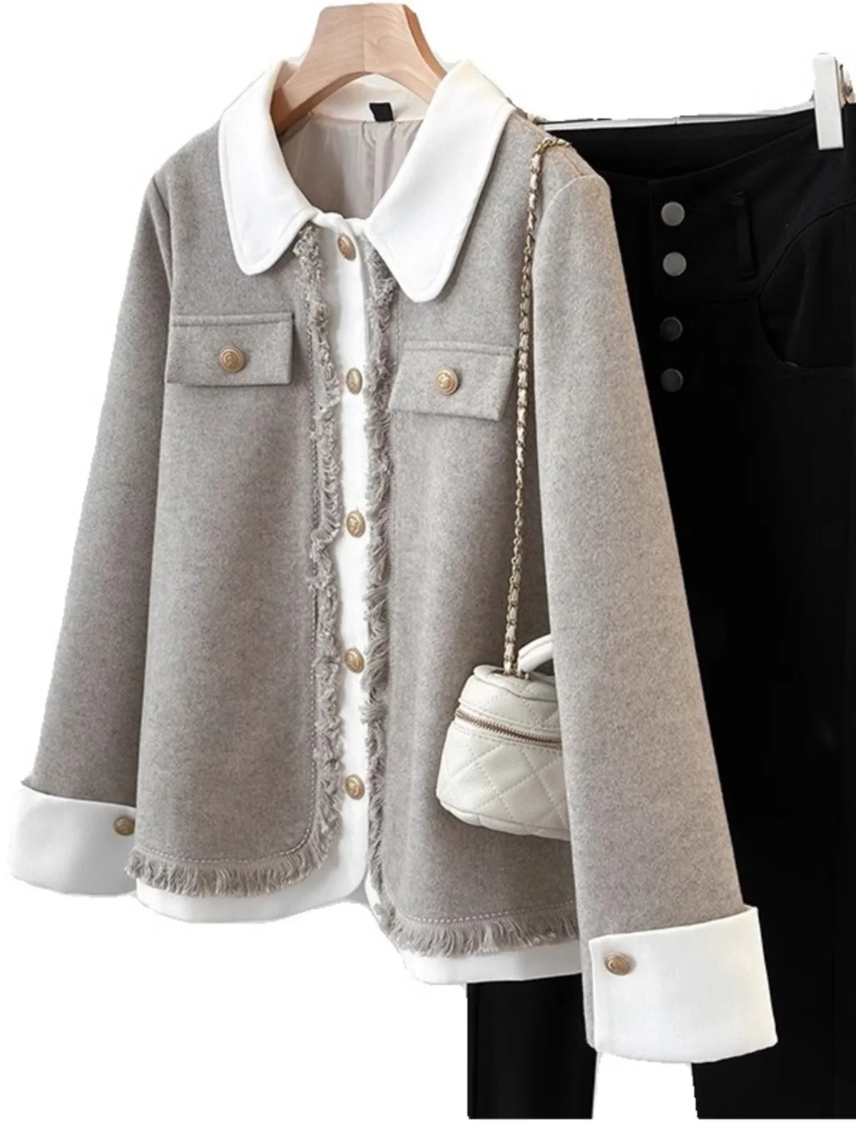 Изящная шерстяная куртка высокого качества для женщин модель сезона осень-зима