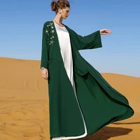 eid mubarak open abaya kimono dubai saudi arabic turkey islam muslim dress ramadan abayas for women kaftan green djellaba femme