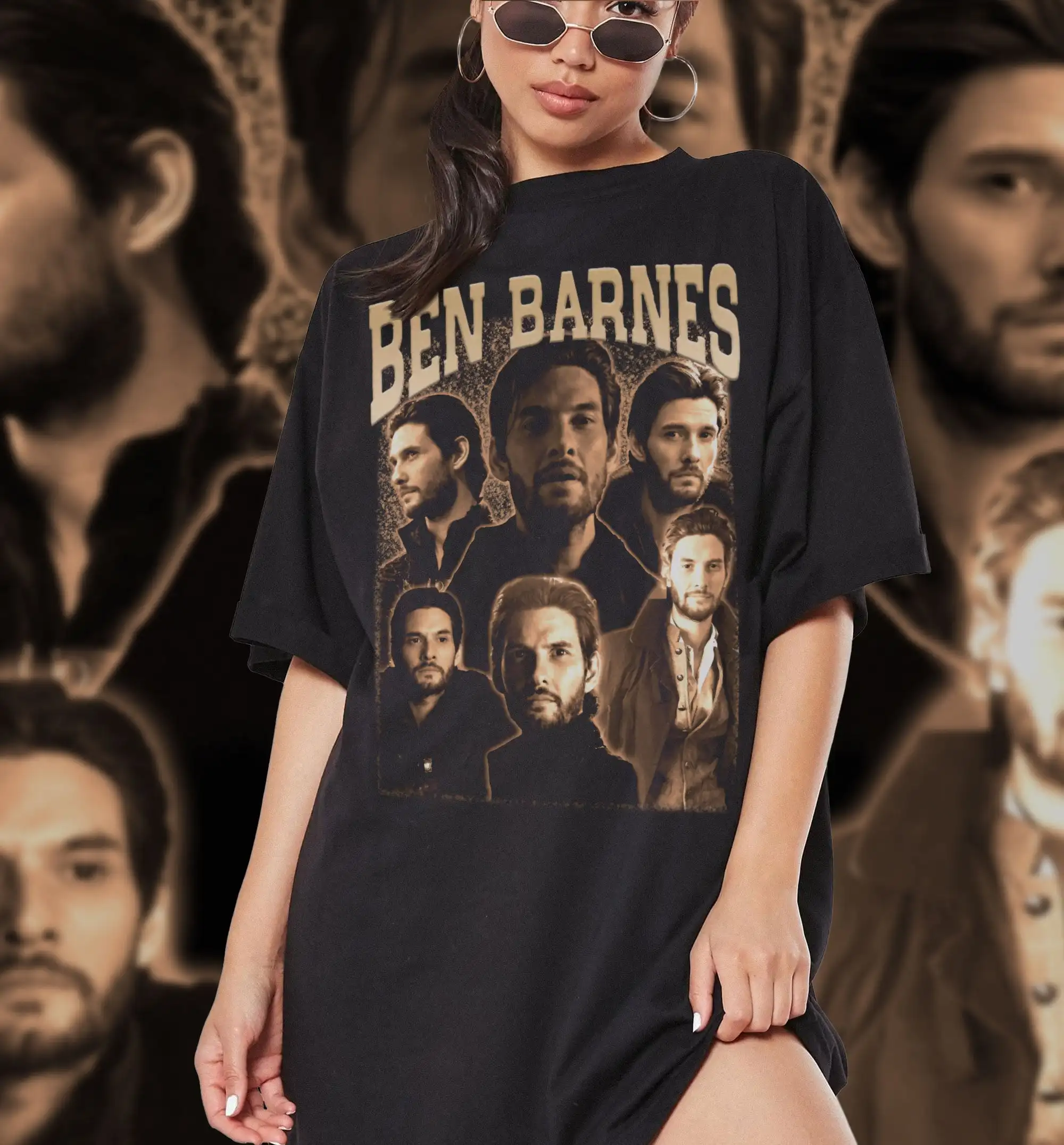 Ретро футболка Бен-Барнс TS7 Shdw Bne фильм Винтаж 90-х T Темная