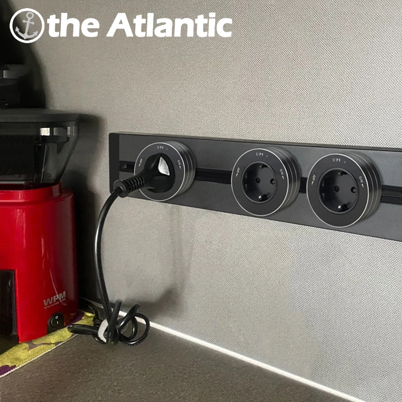 

40cm EU Track Sockets Built-in Power Strip Concealed Socket / Surface Mounted Power Track Electric Wall Path Black Socket Kit