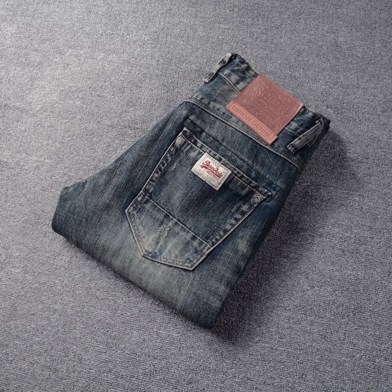 Fashion Designer Men Jeans High Quality Retro Wash Slim Fit Ripped Jeans Men Straight Vintage Trousers Casual Denim Pants Hombre