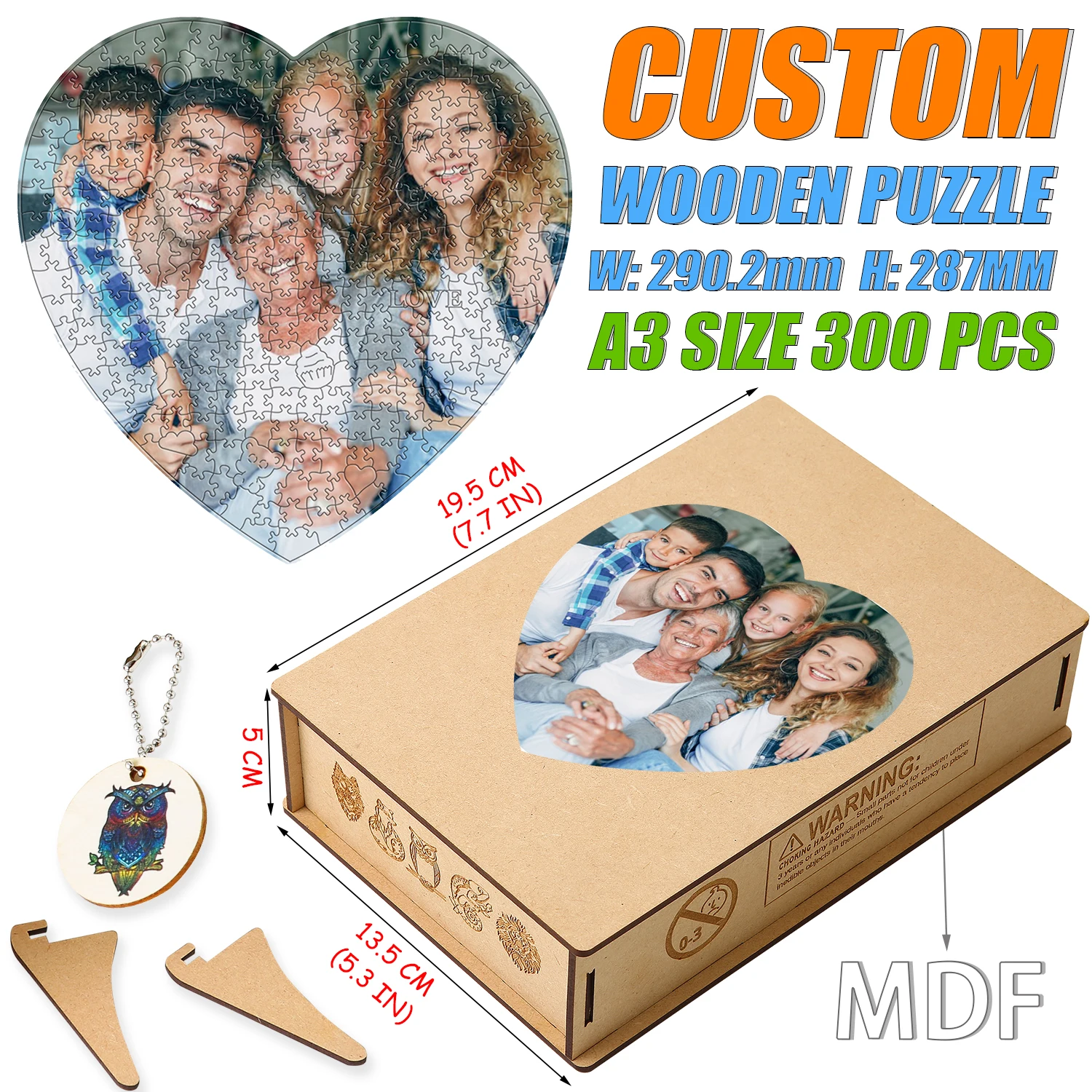 Custom Wooden Puzzle Personalized Jigsaw Love Round shape Memorable Crafts Gifts For Family Decoration Album with MDF Wooden Box