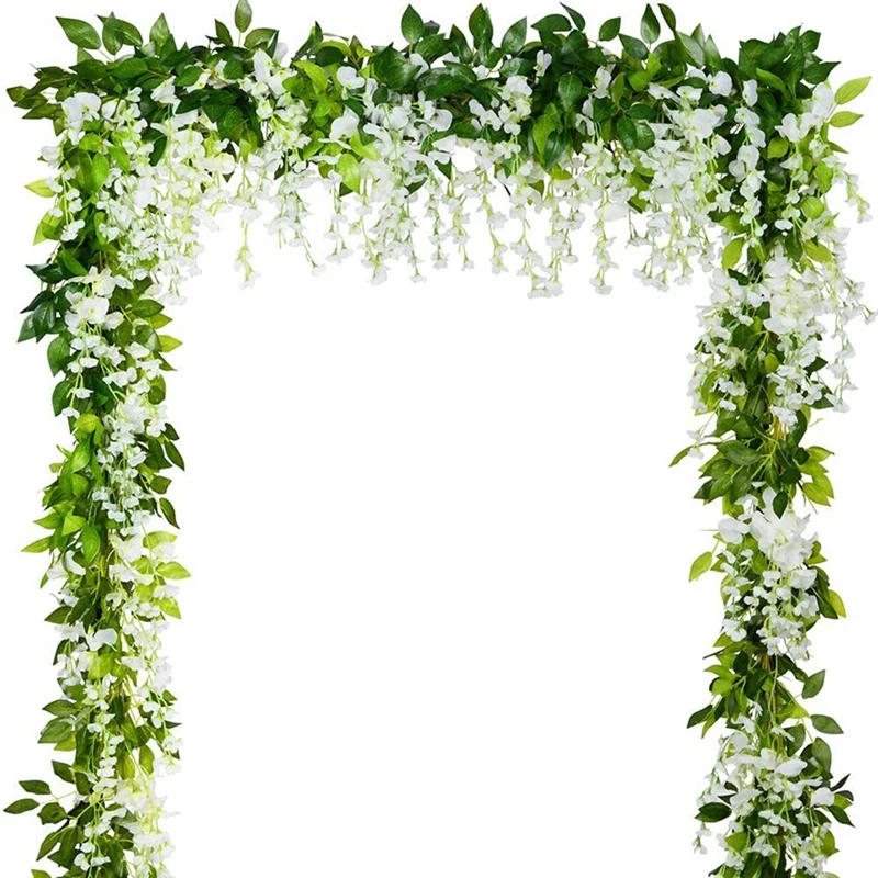

Best5pcs Wisteria Vine Artificial Hanging Flowers Plants Greenery Fake Leaf Garland For Wedding Kitchen Home Party Decor