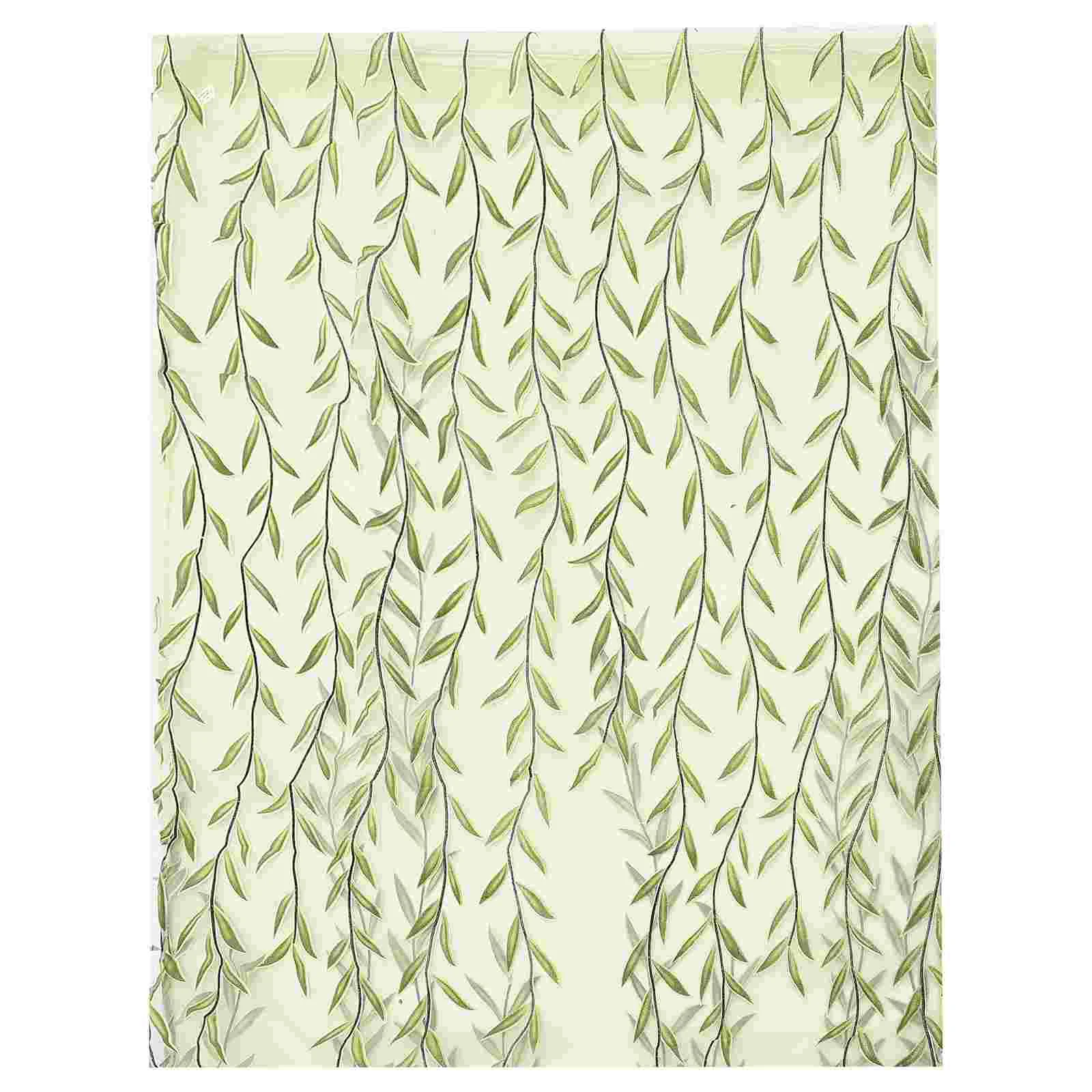 

Curtain Window Curtains Voile Sheer Tulle Willow Panel Leaf Drapes Transparent Green Embroidered Screen Sheers Room Panels