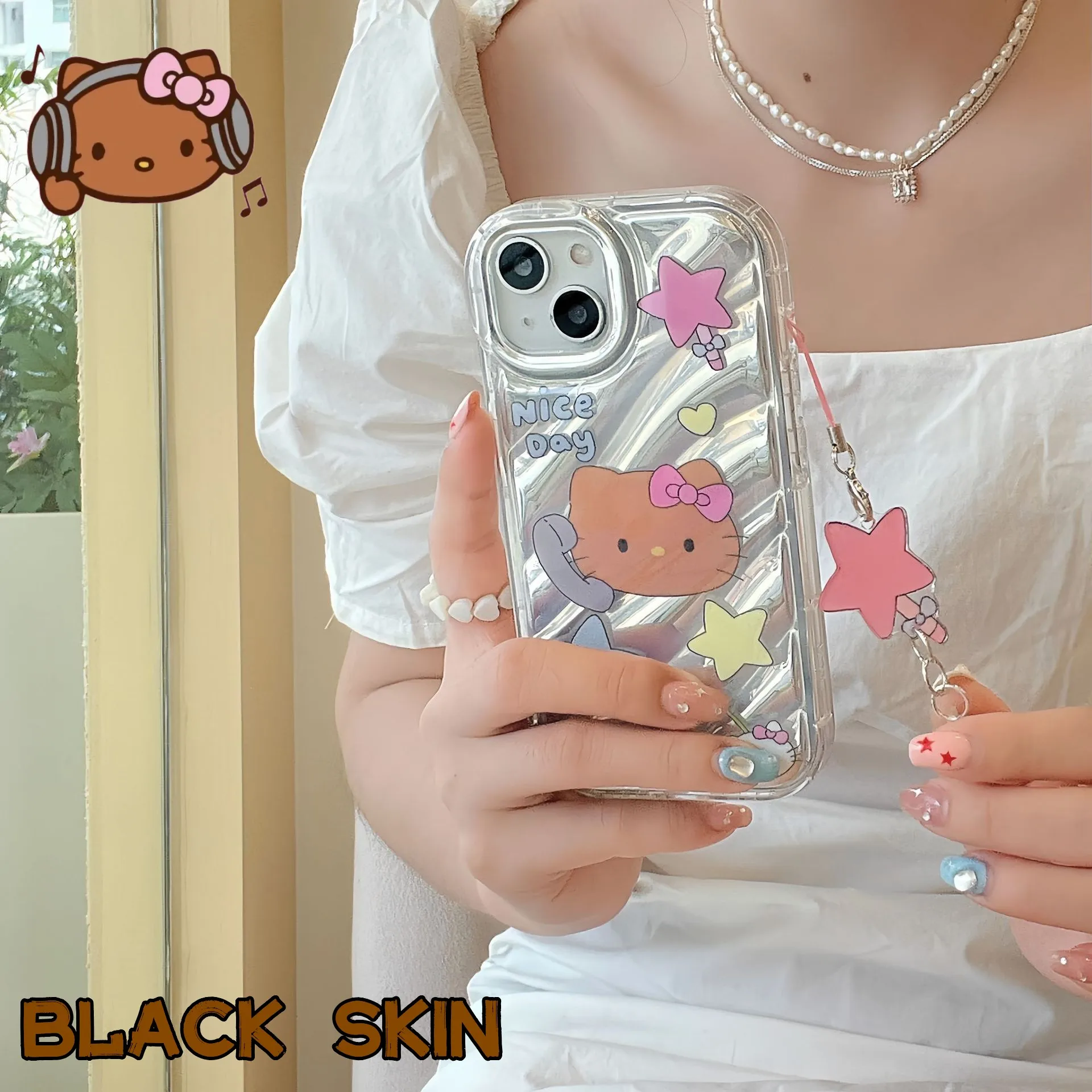 

Черный чехол Hello Kitty для Iphone13 Promax 14 11 12