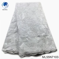 white 5 yards sequence african sequins net lace 2022 high quality nigerian tulle mesh lace fabric for wedding dres ml55n71