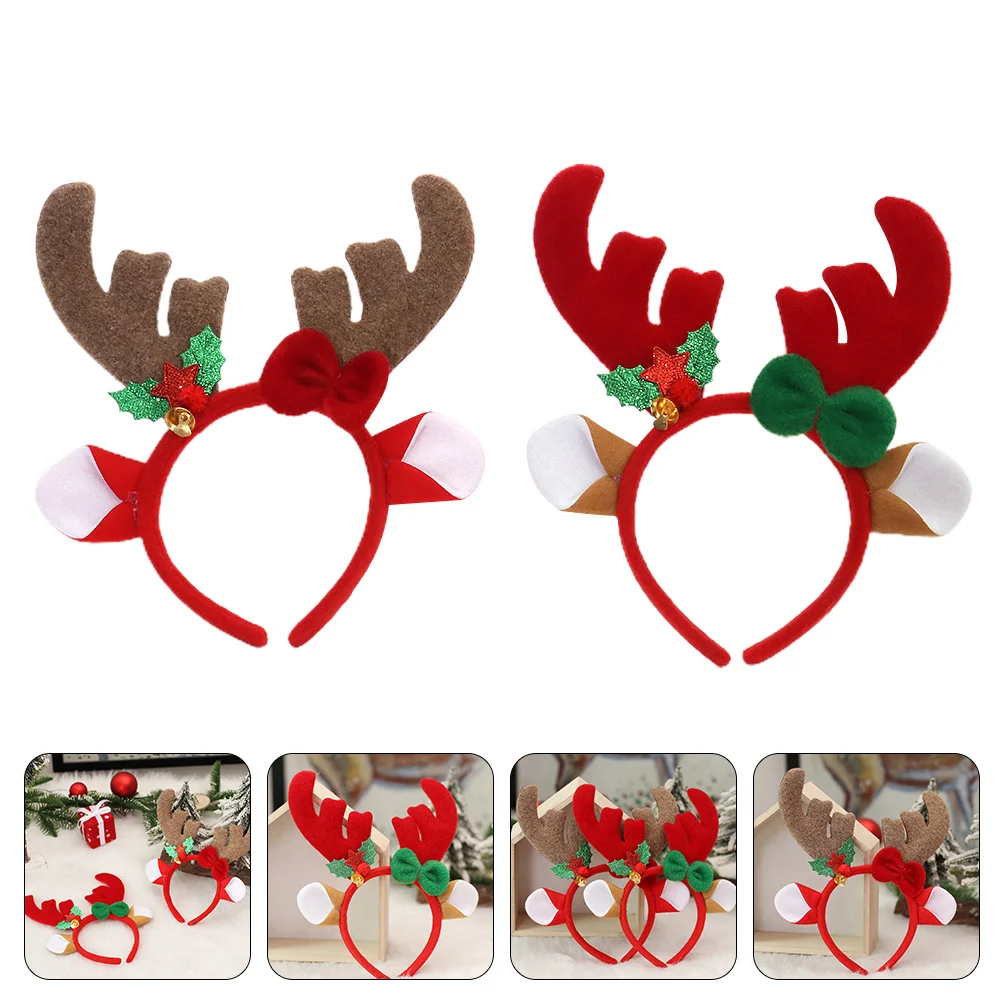 

2PCS Festival Lovely Cosplay Adorable Party Dress-up Headbands Deer Horn Headwear Reindeer Antlers Headbands