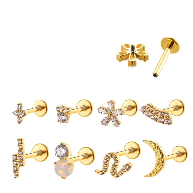 1 шт. 16 г G23 титановые ушные манжеты костяной винт пирсинг серьги-гвоздики для