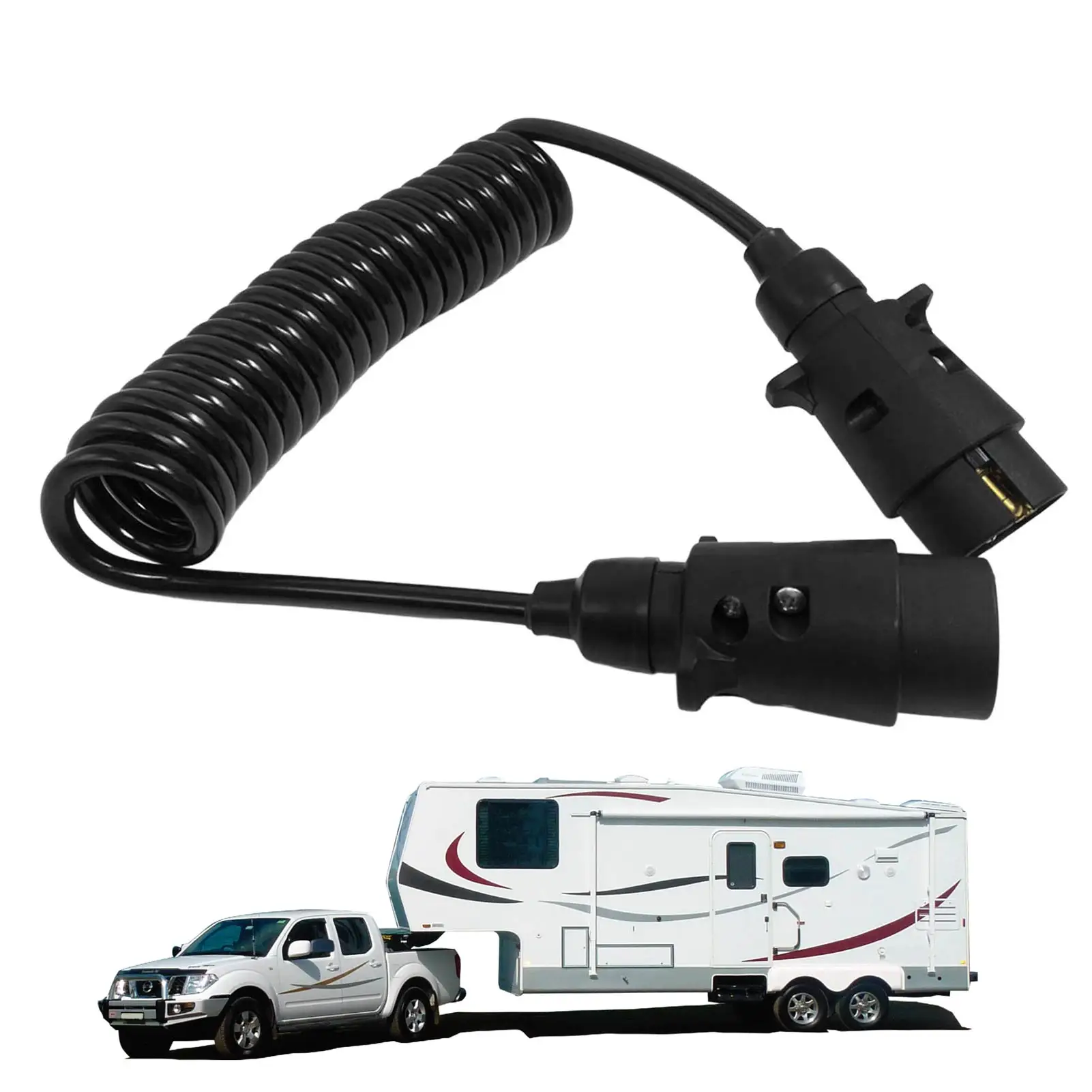 

7 Way Trailer Plug Trailer Connectors Adapters 7 Pin Trailer RV Vehicle-Side Light Adapter Round Truck RV Plug Adapter.