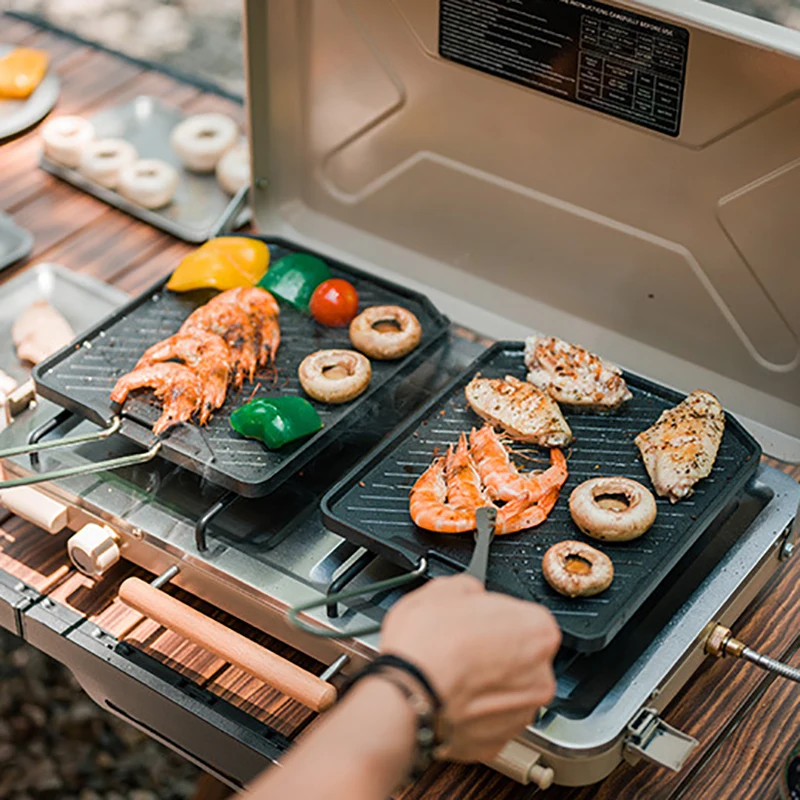 Открытый квадратный гриль для кемпинга барбекю сковорода из алюминиевого сплава