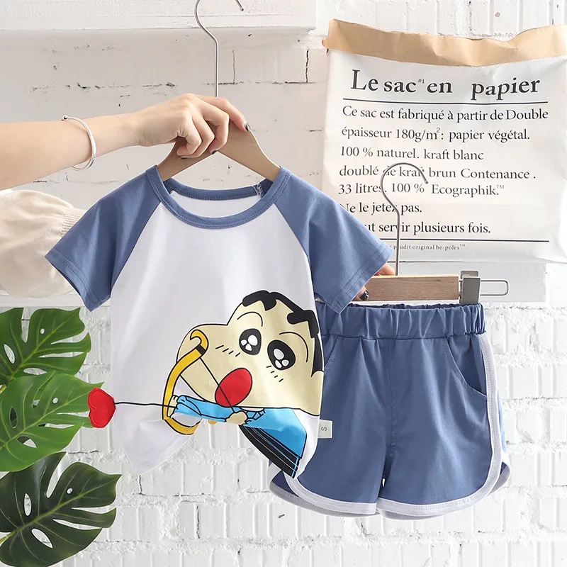 

2 шт./компл., летние шорты с коротким рукавом и принтом