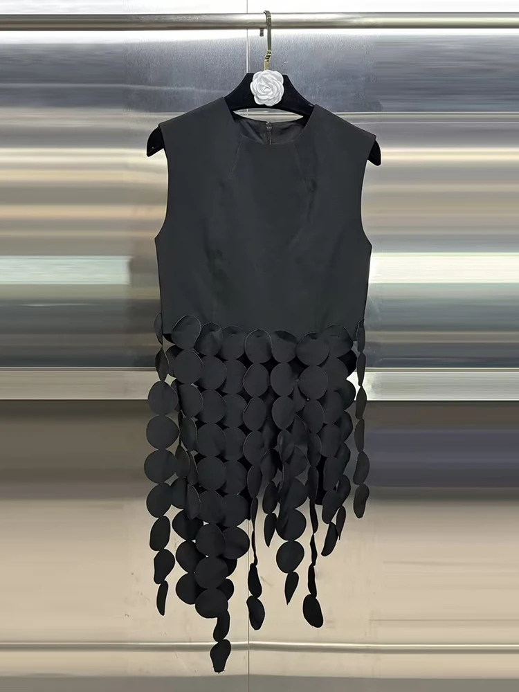 VGH повседневные лоскутные однотонные майки в горошек с кисточками для женщин