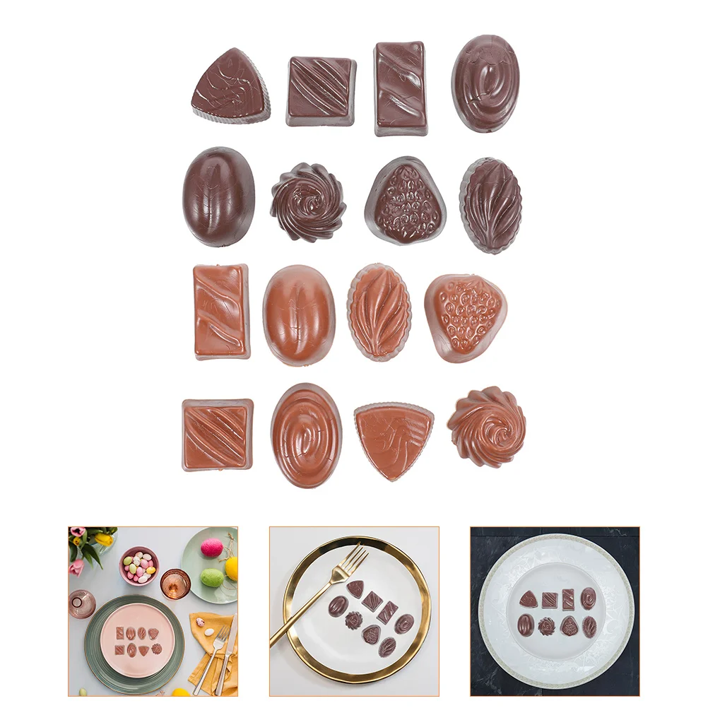 

16pcs Fake Chocolate Props Simulated Chocolates Models Bulk Faux Dessert