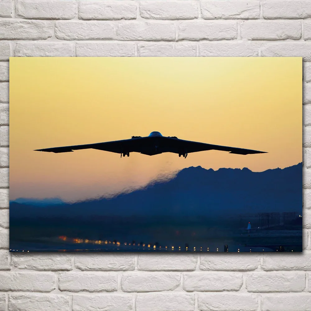 

b 2 bomber spirit of texas in sunset landscape fabric posters on wall picture living room home decoration art KR189