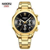 nibosi 2022 luxury new mens black watch calendar display luminous waterproof stainless stee quartz wristwatch relogio masculine