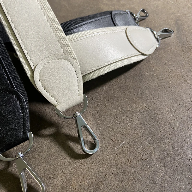 2 inch Wide Full Leather Evelyn Bag Shoulder Strap Swift Cowhide Etoupe Color Blocking Design Steel Buckle Bag Accessories