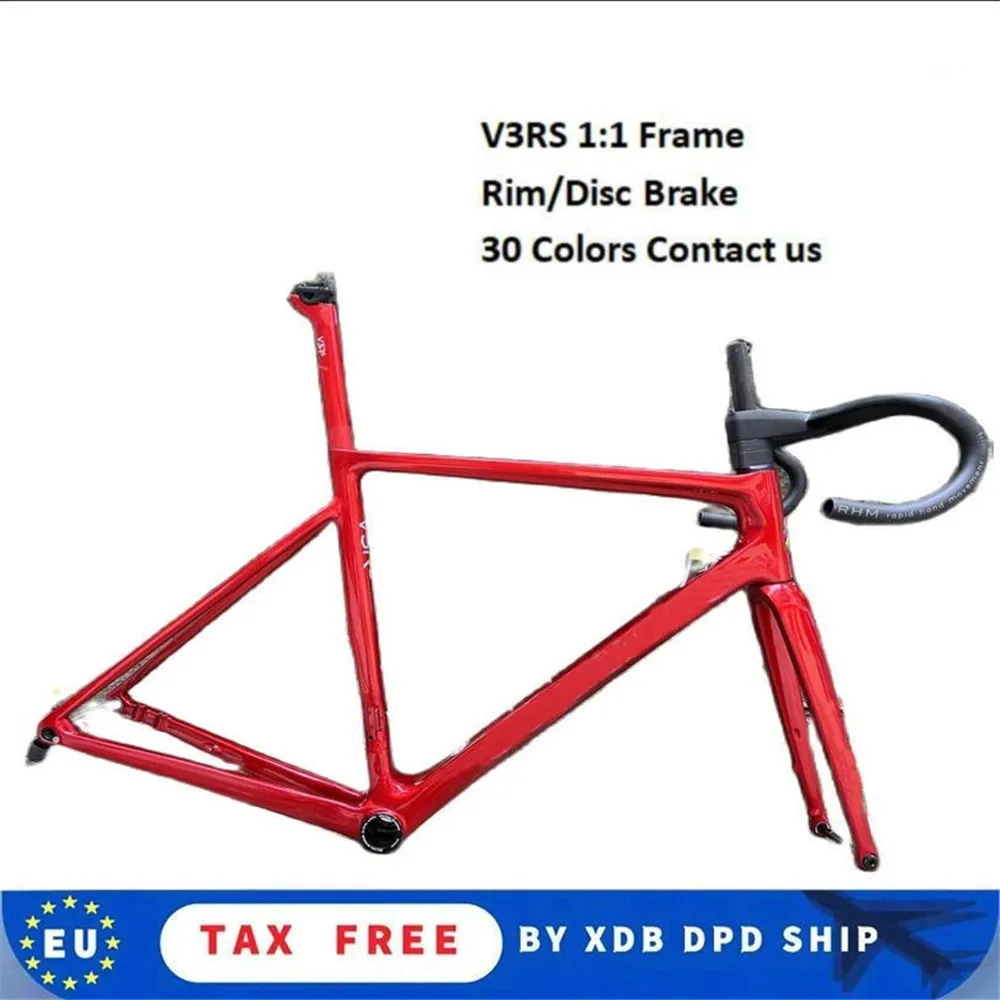 

T1000 All Red V3RS Bicycle Rim Disc Brake Frame F14 Road Bike Frame Carbon Frameset 30 colors