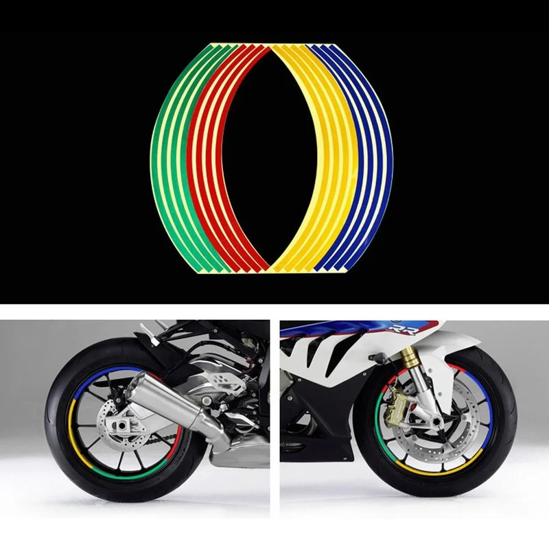 

16PCS Strips Motorcycle Wheel Sticker Reflective Decals Rim Tape for KTM 250XC 250XC-F 250XCF-W YAMAHA FZ6S FZ6N FZ6R YBR 125TTR