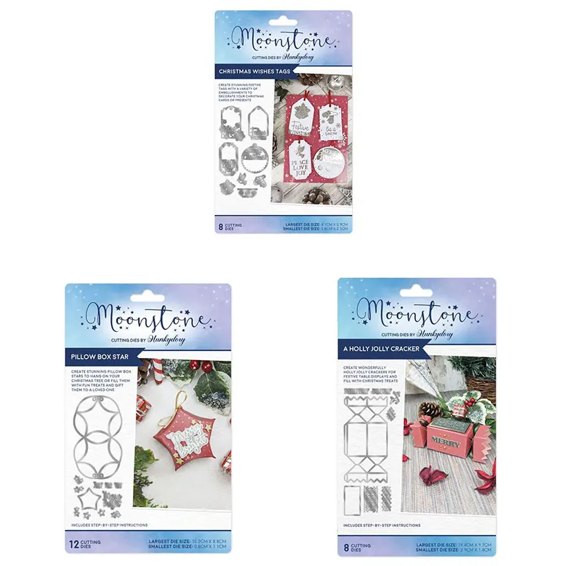 2023 Новая Рождественская коллекция пожеланий бирки Подушка коробка звезда Холли Джолли крекер металлические высекальные штампы шаблоны для самостоятельного скрапбукинга бумага