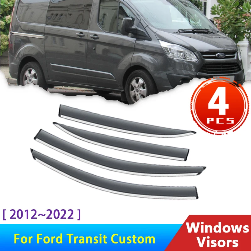 

4x Deflectors for Ford Transit Custom 2012~2022 Accessories Car Windowa Visor Rain Eyebrow Guards Auto Protector Cover 2014 2017