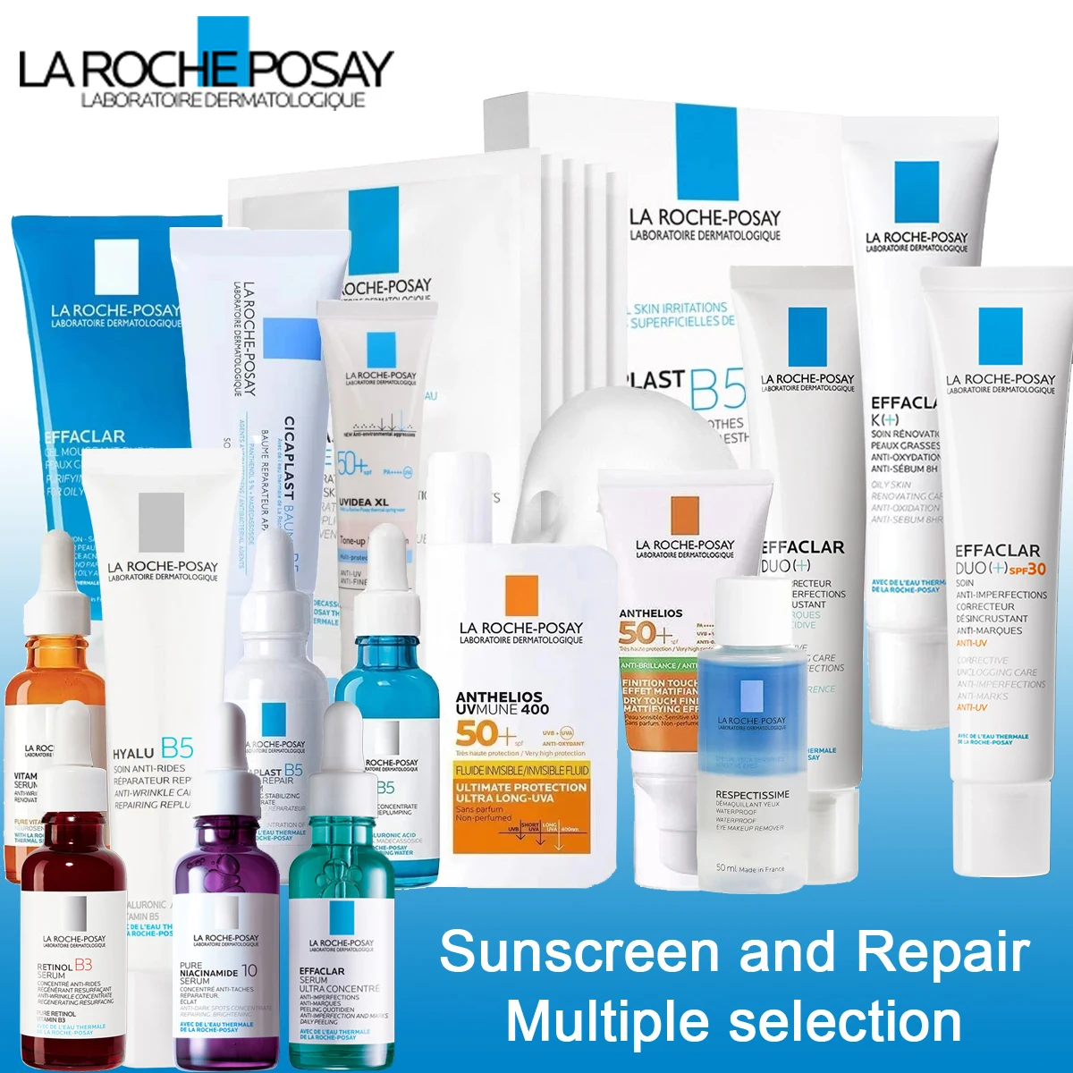 

La Roche Posay Effaclar Duo Spf/K+ Facial Acne Treatment Gel B5 Serum Sunscreen Cream For Acne Sensitive Skin Repair Cleanser