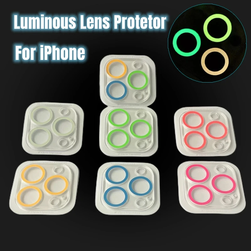 

Luminous Camera Lens Protector for iPhone 14 13 12 11 Pro max 12 mini 14plus Clear Tempered Glass Glitter Ring Protective Film