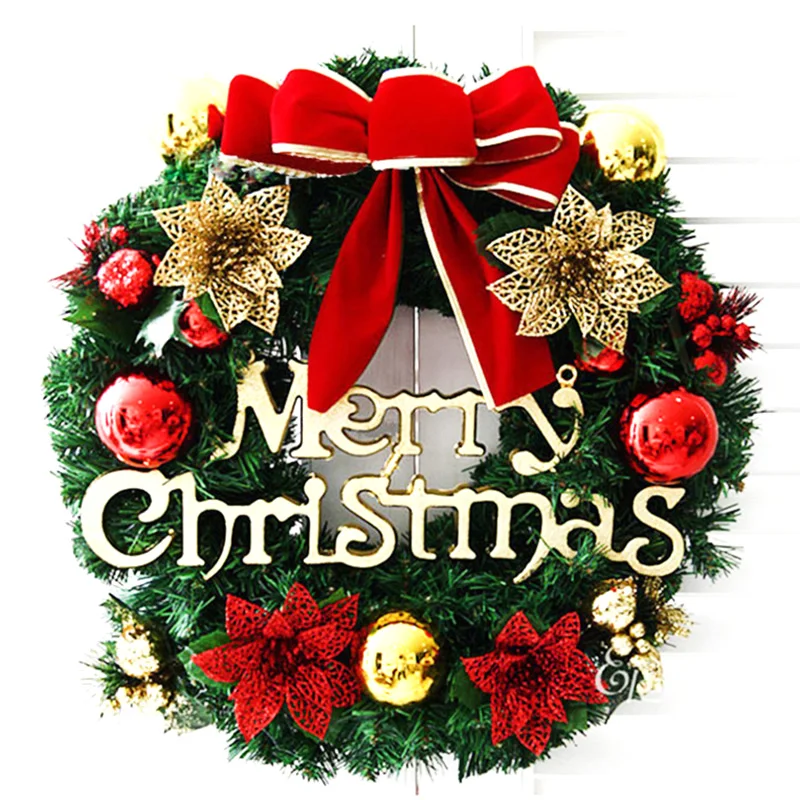 

Рождественский венок, украшение, искусственное растение, ротанговый круглый дверной настенный венок, украшение для рождественской вечерин...