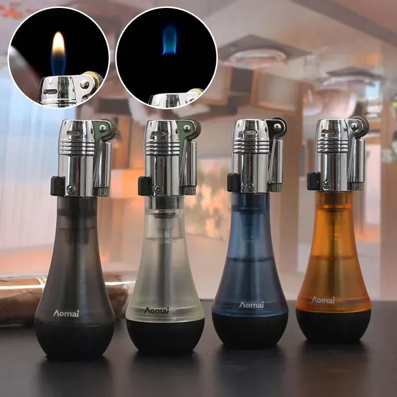 2024 зажигалка с шлифовальным кругом Magic Blue Flame металлическая бутановая газовая