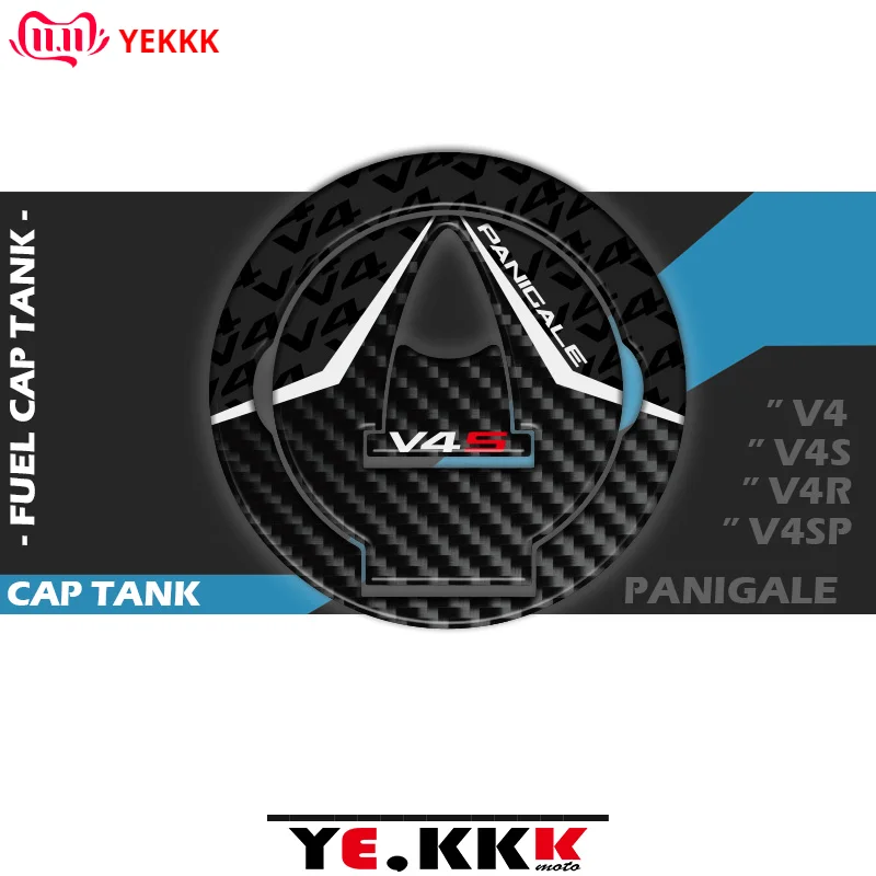 

For Ducati PANIGALE V4 V4R V4S V4SP 3D Fuel Tank Cap Sticker Fuel Cap Decal Carbon Fiber Texture V4 V4S V4SP V4R Logo