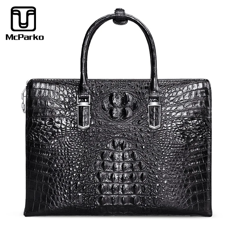 

McParko Luxury Crocodile Briefcases For Men Genuine Leather Business Hand Bags Men New Combination Lock Design Password Totes